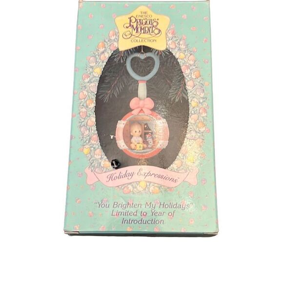 Vintage Enesco Precious Moments 1992 "You Brighten My Holodays" Christmas Orname - Picture 1 of 3